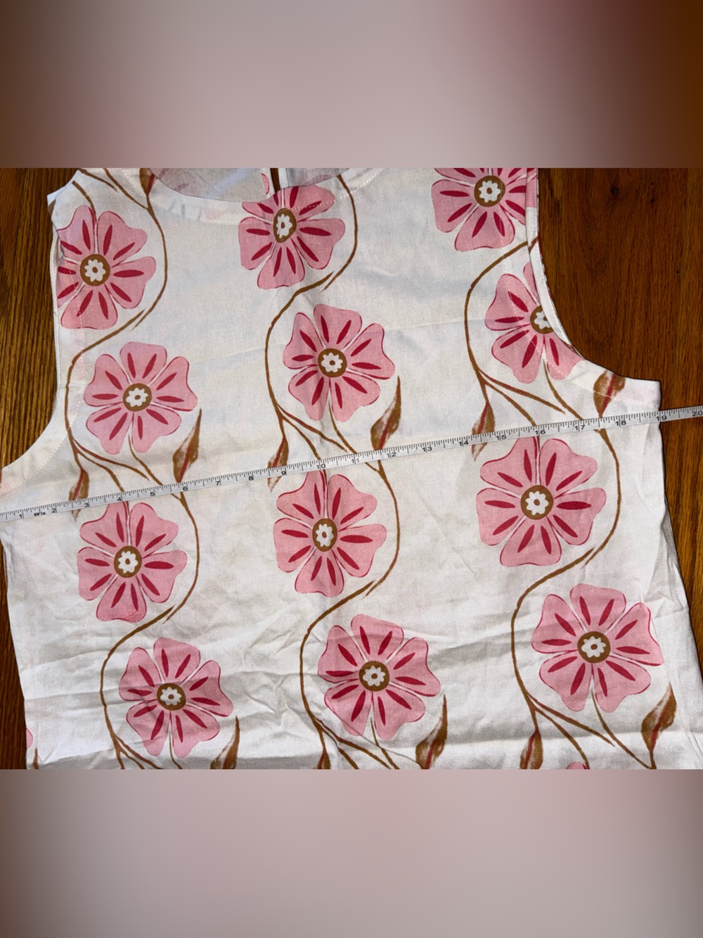 Commense White Mini shift  Dress with Pink Floral size Medium - Picture 3 of 5